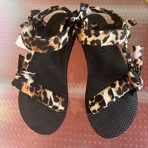 ArizonaLove Trekky Sandal black/brown Leopard print, branded sole, open toe, 37